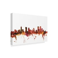 Zaštitni znak likovne umjetnosti 'Denver Colorado Skyline Red' platno Art Michael Tompsett