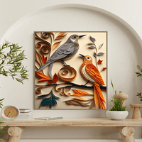 Ptice u papiru - Quilled ptice platnena zidna umjetnost