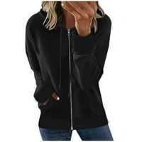 Binmer zimski kaput za žene Plus veličina sa čvrstim kapuljačom Dugi rukav sa patentnim zatvaračem majice
