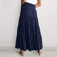 iopqo suknje za žene ženska ljetna elastična visoka struka Boho Maxi suknja Casual Drawstring linija duga