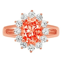 2.36 ct ovalni rez crveni simulirani dijamant 18k rose gold godišnjica angažmana halo prsten Veličina