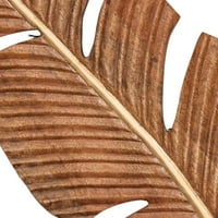Decmode Brown Mango Drvo ručni rezbareni list zidni dekor