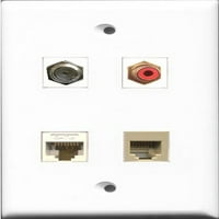 RiteAV Port RCA crvena i Port Coa Kablovska TV-F-tip i Port Telefon RJ RJ bež i Port Cat Ethernet Bijela zidna ploča