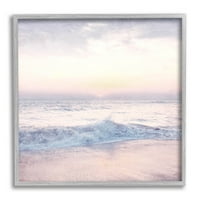 Stupell Industries srušio je plažu valovi ujutro izlazak sunca fotografija sive uramljene umjetnosti Zidna