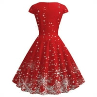 Žene Vintage bez rukava Božić 1950-ih domaćica večernja zabava maturska haljina crvena XXXL