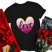 T ženske žene Ženske vrhovne dodatne duge žene T Love The Tee The Dee Dan majica Print Heart Valentine