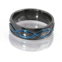 Poluokrug Crni cirkonijumski prsten sa simbolom beskonačnosti Eloksiran u plavoj boji
