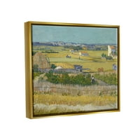 Harvest Van Gogh Poljoprivredno Zemljište Pejzažno Slikarstvo Metalik Zlato Uokvireno Umjetnost Print