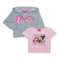Barbie djevojčice s kapuljačom i majicom sa patentnim zatvaračem, 2 komada, veličine 2T-5t