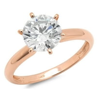0. ct sjajan okrugli rez simulirani dijamant 14k Rose Gold Solitaire prsten SZ 3.5