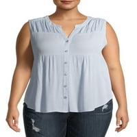 Grey od Grayson Social Women's Plus Size Shirred High-Low Tank
