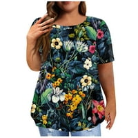 TKing Fashion Womens Plus Size labavi kratki rukavi cvjetni print Tops ljetni Casual okrugli vrat majice