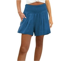 Ženski ležerni ljetni pamučni laneni Plus Size modni ženski ljetni džepni čvrsti ležerni elastični treningi