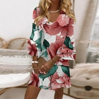 Umitay ljetne haljine ženski modni Temperament elegantna svježa cvjetna štampana V-izrez rukava Mini haljina