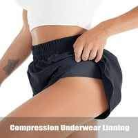Ženske kratke hlače za brzo sušenje Sport Layer Elastic struk aktivni trening šorc sa džepovima$ženske