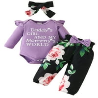 Sunisery Baby Girl Romper Letters bodi Tops cvjetne duge pantalone sa trakom za glavu