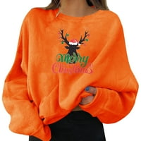 Ženski Božićni praznici puloveri zabava grafički Print Crew vrat dugi rukavi duksevi pokloni majica majica