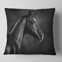 Designart portret Crnog arapskog konja - jastuk za bacanje životinja-18x18