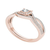 Carat TW dijamantski klaster dvostruki Halo 14kt set Zaručničkog prstena od ružičastog zlata
