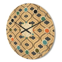 Designart 'Ornamental Retro Design VII' Mid-Century Modern Wood Wall Clock