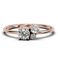 Jedinstveni Kamen Minimalistički 0. Karatni dijamantski Moissanite zaručnički prsten, prsten trilogije,