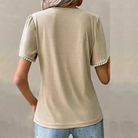 Ljetne t majice za žensku solidnu boju CRAT CREW PLANIRANE TOP PETAL kratkih rukava čipke košulje Casual