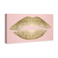 Wynwood Studio modni i Glam zidni umjetnički platneni otisci 'Solid Kiss Blush and Gold' usne - zlato,
