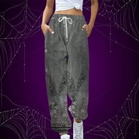 Brglopf Jogger pantalone za žene sa vezicama sa visokim elastičnim strukom ravne pantalone sa etničkim