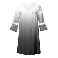Umitay ljetne haljine za žene modni ženski V-izrez štampani čipkasti Patchwork Bohemian Casual Resort