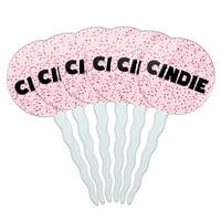 Cindie Cupcake Picks Toppers-Set-Pink Speckles