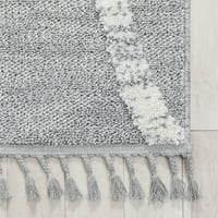 Dobro Woven Salem Lydia Savremena obalna geometrijska siva visoka teksturirana tepiha od 5'3 7'3