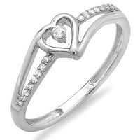 Dazzlingrock Kolekcija 0. Karatni 10k okrugli rez dijamant ženski vjenčani prsten sa obećanjem srca, Bijelo