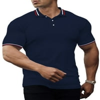 Caprese muška košulja kratki rukav ljetni vrhovi dugmad majice Casual majica rever vrat Tee Sky Blue XL
