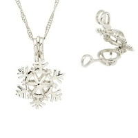 Snowflake Love Wish Pearl Kit privjesak sa 16 ogrlicom od nerđajućeg čelika, srebrne boje