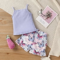 Esho Baby Girls ljetna Ležerna odjeća za malu djecu Cami Crop Tops+leptir šorc, dva 18m-6T