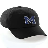 Prilagođena bejzbol kapa od slova od A do Z boje tima, crna kapa bijelo plavo slovo M